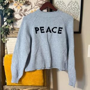 Old Navy Light Blue 'Peace' Sweater